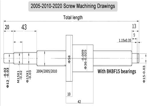 Metal Ball Screw nut 1050-2000mm SFU2010 Ball Screw with Ball Screw Nut+BKBF15 End Machining+Supporter+Coupling(1100mm) in Saudi Arabia