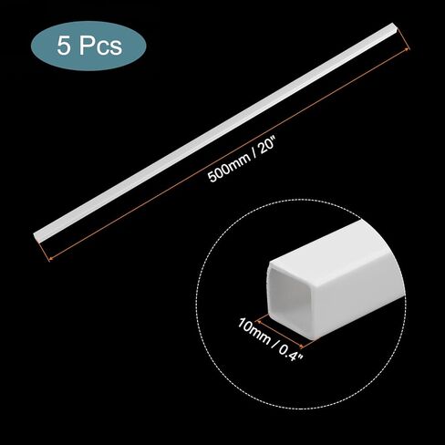meccanixity 5pcs 20 "أنبوب طراز بلاستيكي ABS شريط مربع صلبة 0.4" x0.4 "معالجة سهلة للبيضاء لصنع النموذج المعماري DIY in Saudi Arabia