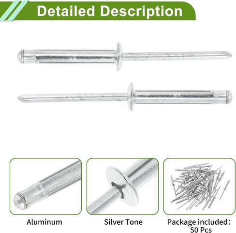 4mm Grip Diameter 20.8mm Grip Length 8.4mm Flange Diameter Dome Head Tri-Fold Rivets Repairing Tool Assortment Kit Aluminum 50 Pcs in Saudi Arabia