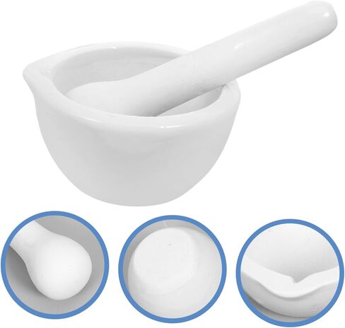 PRETYZOOM 60MM Research Enamel with Grinding Rod Laboratory Chemical Consumables Ceramic Mortar and Pestle Suitable for Grinding Herbs and Spices in Labs in Saudi Arabia