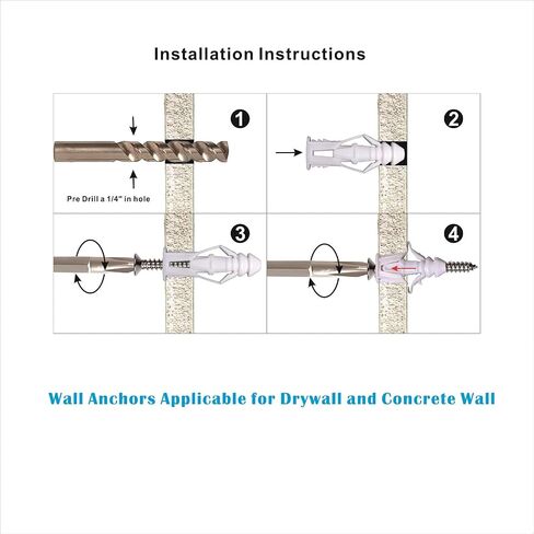 Plastic Drywall/Concrete Anchors with Stainless Steel Screws Assortment Kit 100PCS, 50 Plastic Dry Wall Anchors and 50 Flat Head Screws, Sheetrock Anchors (100, #8) in Saudi Arabia