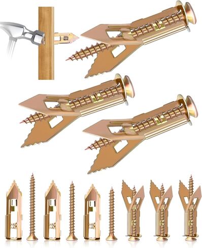 90Pcs Self Drilling Drywall Anchors with Screws Kit, 3 Sizes Heavy Duty Expansion Sheetrock Anchors(45) & Zinc Plated Screws(45), No Drill Needed, Easy Install for Pictures/TV/Shelves/Wall Hanging in Saudi Arabia