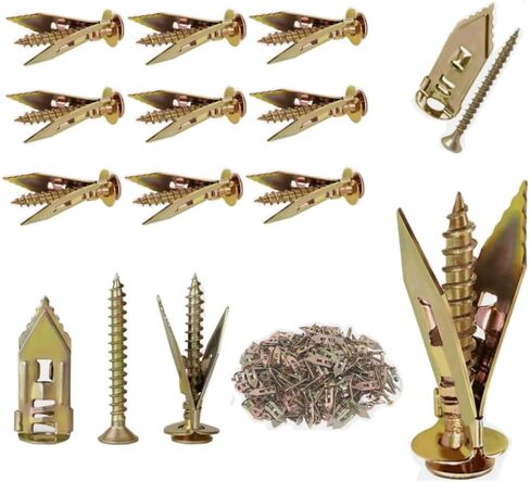 100pcs مسامير الحفر ذاتية الحفر الجافة الكربون الصلب جوفاء الجدار مرساة التوسع الأصفر - تحمل الخدمة الثقيلة تصل إلى 75 رطل ، لا حفر أو حفر الجدار 50 مرساة + 50 مسامير (12 × 30 مم) in Kuwait