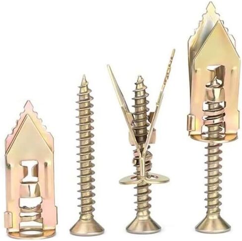 100pcs مسامير الحفر ذاتية الحفر الجافة الكربون الصلب جوفاء الجدار مرساة التوسع الأصفر - تحمل الخدمة الثقيلة تصل إلى 75 رطل ، لا حفر أو حفر الجدار 50 مرساة + 50 مسامير (12 × 30 مم) in Kuwait