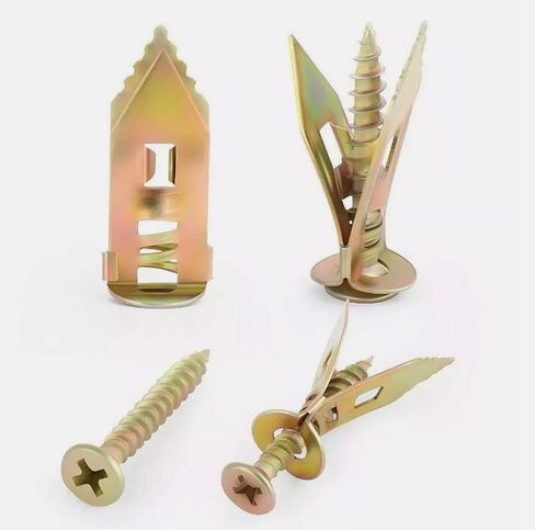 100pcs مسامير الحفر ذاتية الحفر الجافة الكربون الصلب جوفاء الجدار مرساة التوسع الأصفر - تحمل الخدمة الثقيلة تصل إلى 75 رطل ، لا حفر أو حفر الجدار 50 مرساة + 50 مسامير (12 × 30 مم) in Kuwait