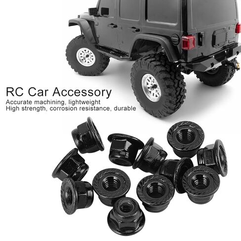 12 PCS NUTS TRACK ، RC NUTS ، 4 مم قفل القفل غير المتوافق مع SCX10 ، 1/10 RC طراز سيارة (أسود) in Saudi Arabia