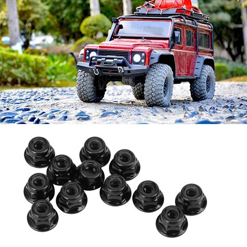 12 PCS NUTS TRACK ، RC NUTS ، 4 مم قفل القفل غير المتوافق مع SCX10 ، 1/10 RC طراز سيارة (أسود) in Saudi Arabia