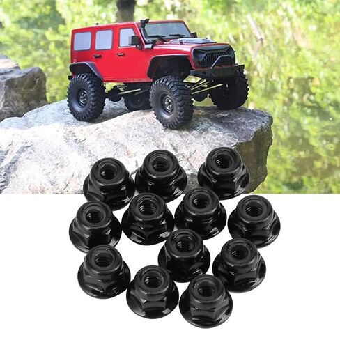 12 PCS NUTS TRACK ، RC NUTS ، 4 مم قفل القفل غير المتوافق مع SCX10 ، 1/10 RC طراز سيارة (أسود) in Saudi Arabia