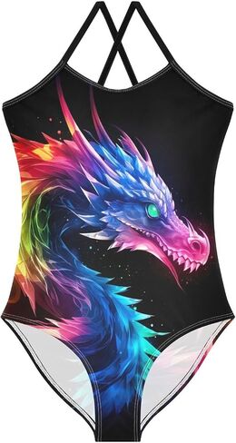 Toddler Color Flame Dragon One Piece Swimsuits for Girls 3T 202a0632 in Kuwait