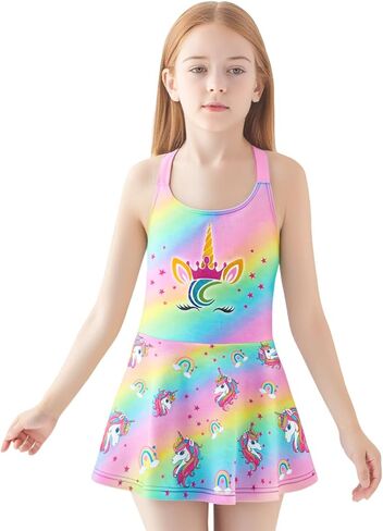 LQSZ Girls One Piece Floral Skirted Swimsuit Modest Beach Swim Dress for Kids 3-12Years in Saudi Arabia