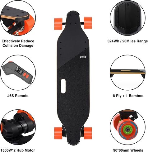 لوح التزلج الكهربائي Meepo V5 مع Remote ، 2500 * 2 محركات حزام قوية ، 28 ميلاً في الساعة/45 كيلومترًا في الساعة-تصل إلى 28 مترًا/45 كم ، نطاق الجيل التالي من الطراد الكهربائي ، للشباب والبالغين in Kuwait