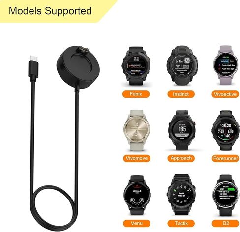 محول شاحن USB-C لـ Garmin-لـ Fenix ​​8/7/6/5 لـ Forerunner 45-965 لـ Vivoactive 3-6 لـ Venu للغريزة لـ Quatix لـ Tactix لـ D2 لنهج Barklimiter for Vivomove for etc in Kuwait