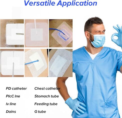 15 pcs تقسيم التصريف اللصق ضمادات أنبوب التغذية ، جهاز تثبيت القسطرة المعقمة ، أغطية الأنبوب G ، ربط شق supra-pubic الذي يحد من شاش ، 4 "× 4" خلع الملابس للرعاية التمريضية in Saudi Arabia