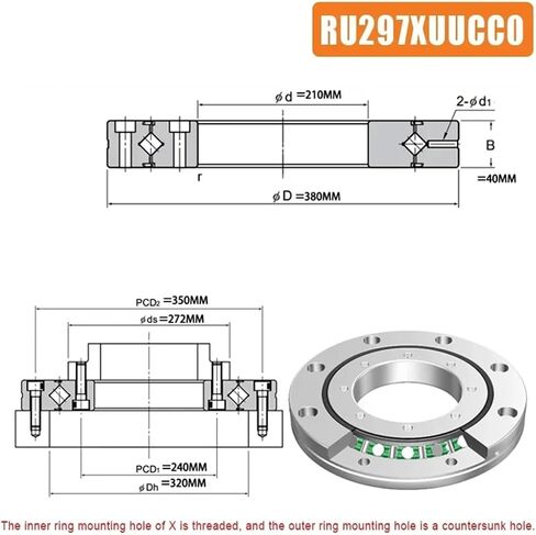 1PC Crossed Roller Bearing RU178 RU228 RU297 RU445 Rotational Accuracy P5/P4 Cross Bearing Large Size Automated Turntable(RU297-X,P4 Accuracy) in Saudi Arabia