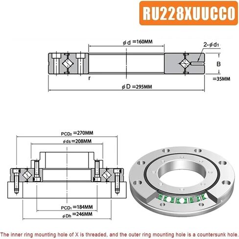 1PC Crossed Roller Bearing RU178 RU228 RU297 RU445 Rotational Accuracy P5/P4 Cross Bearing Large Size Automated Turntable(RU297-X,P4 Accuracy) in Saudi Arabia