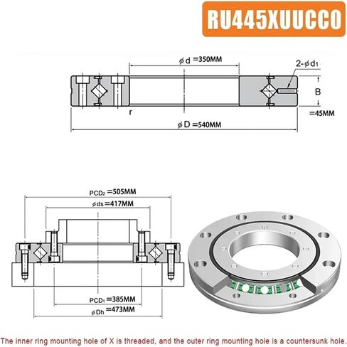 1PC Crossed Roller Bearing RU178 RU228 RU297 RU445 Rotational Accuracy P5/P4 Cross Bearing Large Size Automated Turntable(RU297-X,P4 Accuracy) in Saudi Arabia