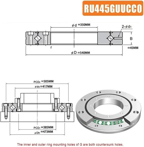 1PC Crossed Roller Bearing RU178 RU228 RU297 RU445 Rotational Accuracy P5/P4 Cross Bearing Large Size Automated Turntable(RU297-X,P4 Accuracy) in Saudi Arabia