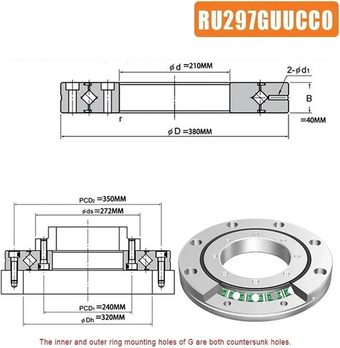 1PC Crossed Roller Bearing RU178 RU228 RU297 RU445 Rotational Accuracy P5/P4 Cross Bearing Large Size Automated Turntable(RU178-X,P5 Accuracy) in Saudi Arabia