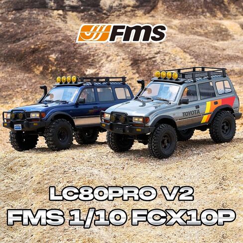 FMS 1/10 LC80 RC Crawler ، FCX10 TOYOTA RC ROCK CRAWLER مع الإضاءة ، سيارة الهواية على الطرق الوعرة للبالغين ، RS تحتاج إلى إكمال (رمادي) in Kuwait