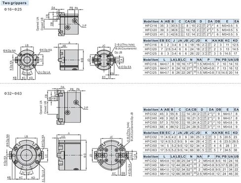 1PCS Air Cylinder HFCI HFCY HFCX HFCX16/HFCX20/HFCX25/HFCX32 GRIPPER (نمط مفتوح/إغلاق متوازي) أسطوانة هوائية (HFCI ، 50) in Saudi Arabia