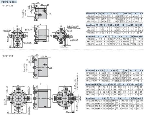1PCS Air Cylinder HFCI HFCY HFCX HFCX16/HFCX20/HFCX25/HFCX32 GRIPPER (نمط مفتوح/إغلاق متوازي) أسطوانة هوائية (HFCI ، 50) in Saudi Arabia