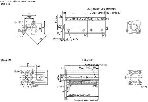 SDAT متعدد الموضعية متعددة الطرفي متعددة القضيب المدمجة أسطوانة الهواء SDAT50X30X20SB SDAT32 40 63 80 (SDAT80X50X30) in Saudi Arabia