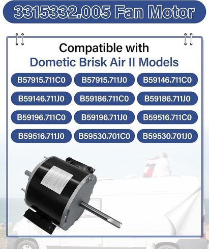 2025 Upgrade 3315332.005 Fan Motor Compatible with Genteq F48AF70A61 Fan Motor/Dometic Brisk air II,Replacement for Dometic 3315332.005,1/5 HP, 3-Speed in Kuwait