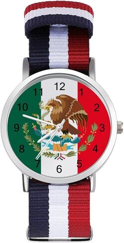 ساعة معصم العلم المكسيكي ساعة النايلون القابلة للتعديل نايلون فرقة العمل في الهواء الطلق عمل wristwatch من السهل قراءة الوقت ، الأناقة ، 202403193 in Saudi Arabia