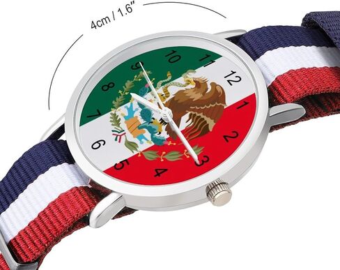 ساعة معصم العلم المكسيكي ساعة النايلون القابلة للتعديل نايلون فرقة العمل في الهواء الطلق عمل wristwatch من السهل قراءة الوقت ، الأناقة ، 202403193 in Saudi Arabia