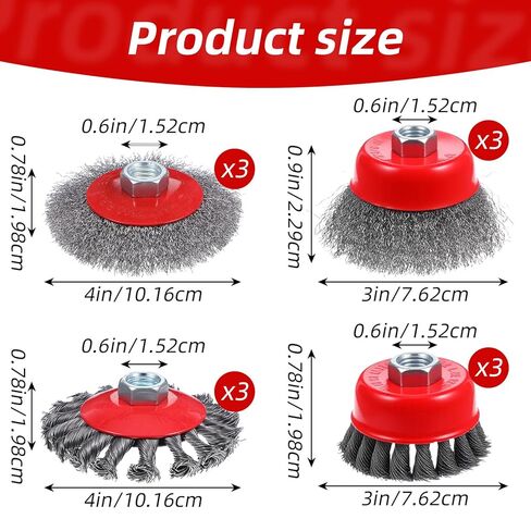 12 Pack Wire Wheel for Angle Grinder, Coarse Crimped Wire Wheel Brush Wire Cup Brush 4 1/2 Angle Grinder Wire Wheel, Angle Grinder Attachments with 5/8-11unc Threaded Arbor in Saudi Arabia