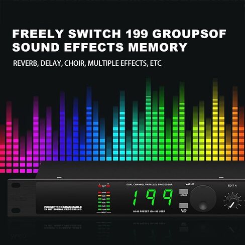 Digital Pre-Stage Effector, Audio Processor Equalizer, Automatic Noise Reduction, with LCD Sn, Reverb and Multi Effect DSP Processor, for KTV Karaoke, Vocal Microphone in Kuwait