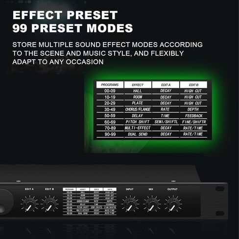 Digital Pre-Stage Effector, Audio Processor Equalizer, Automatic Noise Reduction, with LCD Sn, Reverb and Multi Effect DSP Processor, for KTV Karaoke, Vocal Microphone in Kuwait