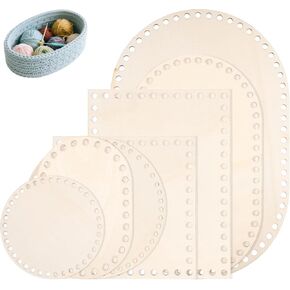5 Pcs Wooden Basket Bottom for Crocheting, 5 Sizes Wooden Round Oval Blank Solid Crochet Basket Base for DIY Basket - Weaving Supplies, Home Decoration in Kuwait