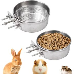 أوعية صناديق الحيوانات الأليفة ، 2 حزمة من الأطعمة الغذائية المائية لا تسرب قابلة للإزالة معلقة من الفولاذ المقاوم للصدأ ببغاء تغذية كوب كينيل تغذية كوب لطيور الحيوانات الأليفة الصغيرة البصمات القطط (ق) الكلاب (ق) الكلاب ( in Kuwait