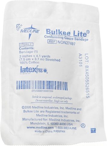 Medline Bulkee Lite Sterile Gauze Bandage, 3" x 4.1 yds., Wound Care Essential, Box of 12 in Kuwait