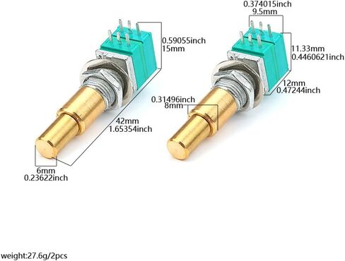 2Pcs Dual Concentric Brass Dual Shaft Rotary Potentiometer With Center Detent Guitar Potentiometer A250K/C1M in Kuwait