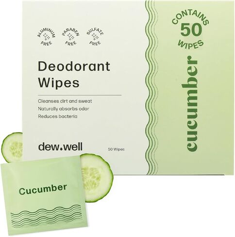 Deodorant Wipes - A Fresh Start When You’re On the Go - Aluminum, Paraben, and Sulfate Free - Rose Scent - 50 Individually Wrapped Wipes in Saudi Arabia