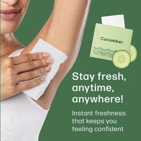 Deodorant Wipes - A Fresh Start When You’re On the Go - Aluminum, Paraben, and Sulfate Free - Rose Scent - 50 Individually Wrapped Wipes in Saudi Arabia