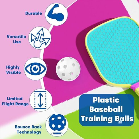 Coopay 20/40 Pack Baseball Practice Balls Plastic Training Balls Lightweight Hollow Softballs for Hitting, Baseball Training Indoor Outdoor Use in Saudi Arabia