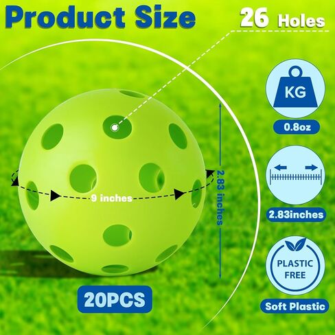 Coopay 20/40 Pack Baseball Pritication كرات التدريب البلاستيكي كرات خفيفة الوزن جوفاء لضرب وتدريب البيسبول الاستخدام في الهواء الطلق الداخلي in Kuwait