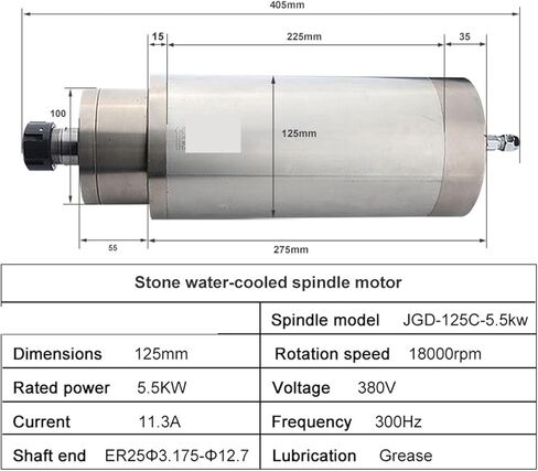 5.5kw ER25 محرك المغزل المبرد بالماء 220V 380V AC قطر 125 مم 4 محامل (5.5 كيلو وات 380V) in Kuwait