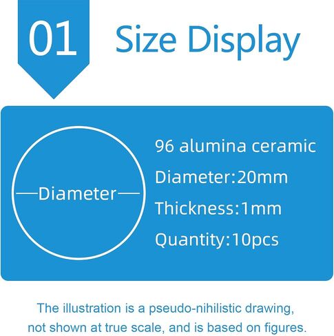Alumina Ceramic Round Plate Insulating Alumina Ceramic Sheet 10Pcs for Industrial Manufacturing, Diameter 2cm,Thickness:0.63mm(Thickness:0.5mm) in Kuwait