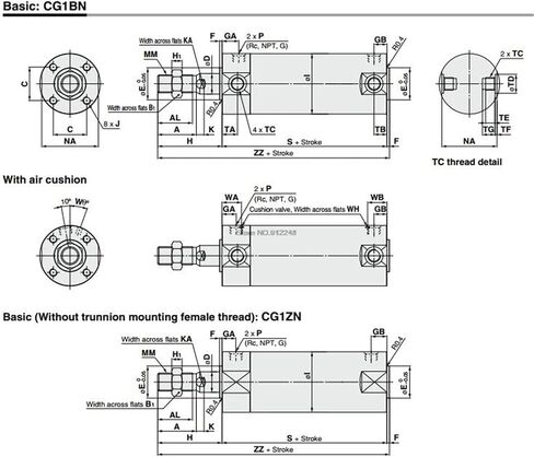 CG1BN 40 Double Acting Single Rod Pneumatic Air Cylinder CDG1BN CG1BA(Stroke 125mm) in Saudi Arabia