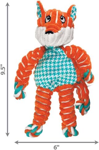 Kong Floppy Cnots Jumbo XL Fox Dog Toy-أفخم للغاية مع هيكل عظمي حبل معقود ، صرير مزدوج ، الحد الأدنى من الحشو ، ناعم ودائم للجر ، التقلب والتحلل in Kuwait