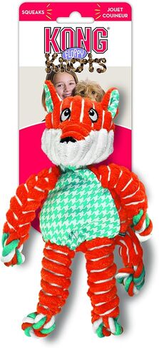 Kong Floppy Cnots Jumbo XL Fox Dog Toy-أفخم للغاية مع هيكل عظمي حبل معقود ، صرير مزدوج ، الحد الأدنى من الحشو ، ناعم ودائم للجر ، التقلب والتحلل in Kuwait