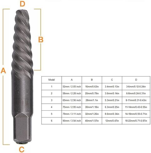 Damaged Screw Extractor, Steel Hardened Screw Extractor Remover Kit, Portable Broken Bolt Extractor Kit, Stripped Screw Extractor Set for Automotive Maintenance in Saudi Arabia