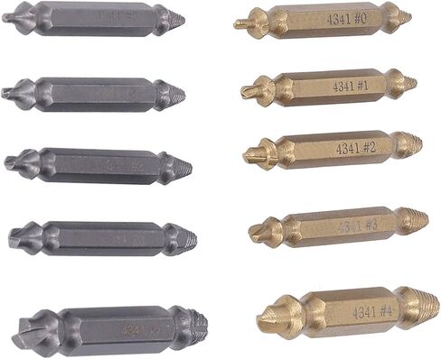 10pcs مستخرج المسمار عالي السرعة من الصلب الذهب الفضي الفضة طقم مستخرج المسمار التالفة للمعدات الصناعية in Saudi Arabia