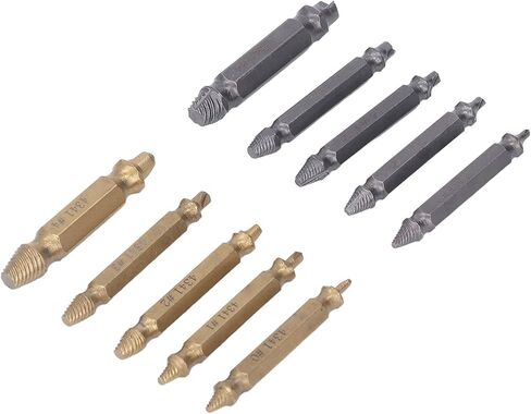 10pcs مستخرج المسمار عالي السرعة من الصلب الذهب الفضي الفضة طقم مستخرج المسمار التالفة للمعدات الصناعية in Saudi Arabia