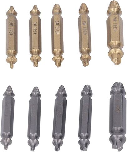 10pcs مستخرج المسمار عالي السرعة من الصلب الذهب الفضي الفضة طقم مستخرج المسمار التالفة للمعدات الصناعية in Saudi Arabia