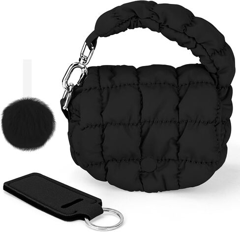 bvya Two Sizes Quilted Wristlet Bag for Women, Puffer Handbags,Evening Bags,Charm Lipstick Bag in Kuwait